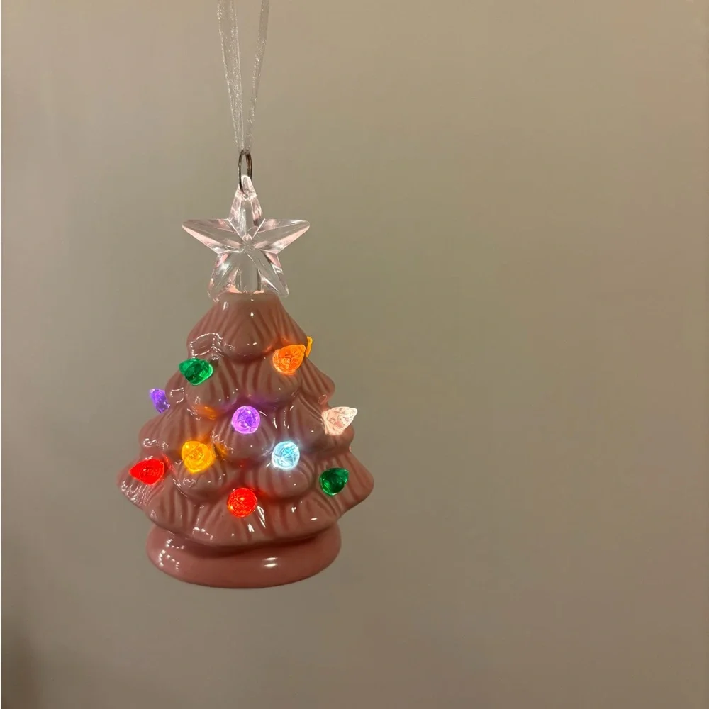 Pink Ceramic Christmas Tree Ornament